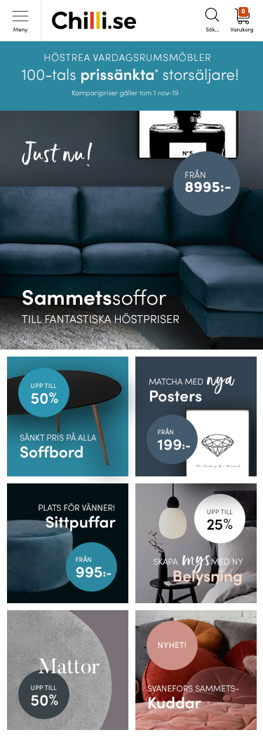 Kampanjfilm och skiss startsida mobilläge, Chilli.se, Instagram Stories 9:16