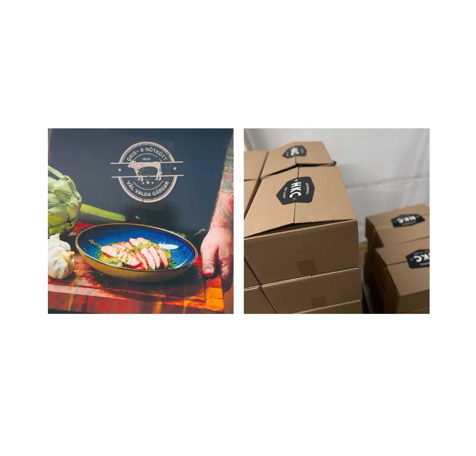 Hälsingborgs Kött och Chark. Designat logo, grafisk identitet mm.