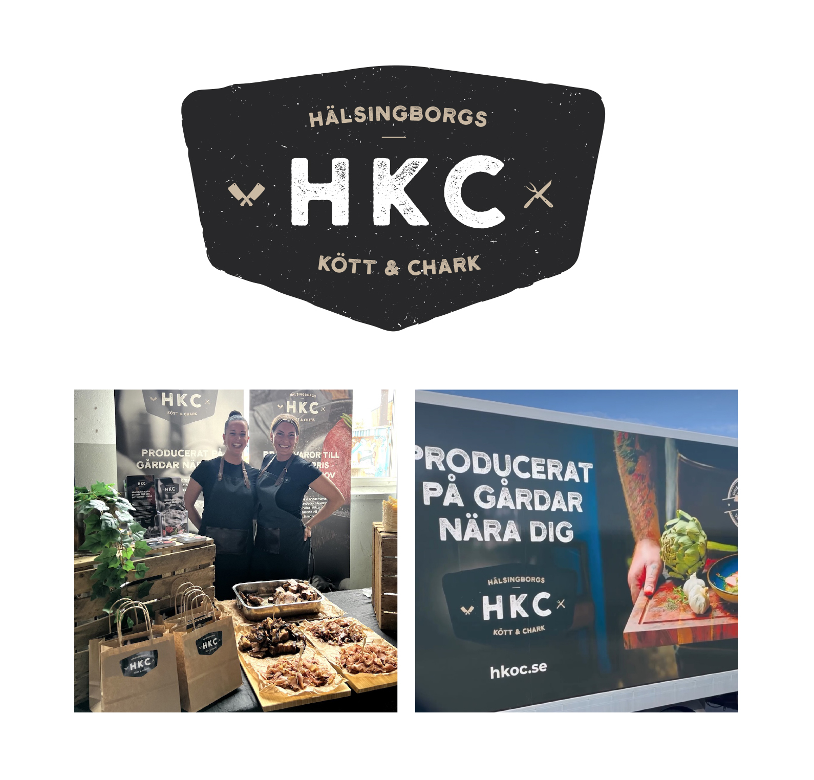 Hälsingborgs Kött och Chark. Designat logo, grafisk identitet mm.
