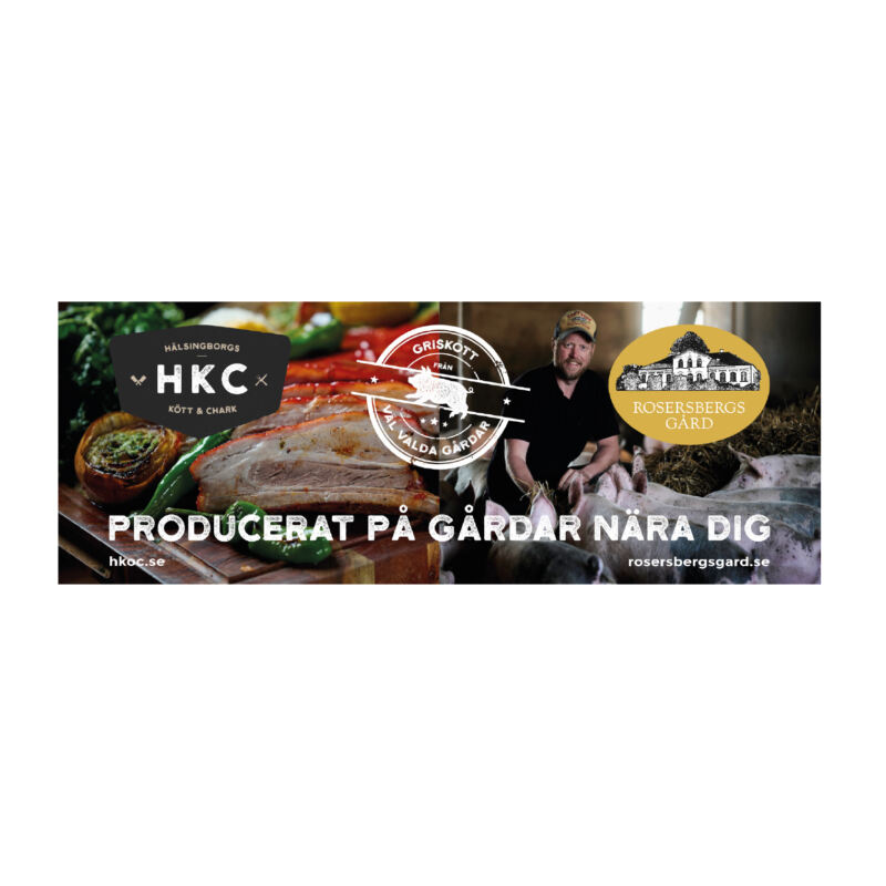 Hälsingborgs Kött och Chark. Designat logo, grafisk identitet mm.