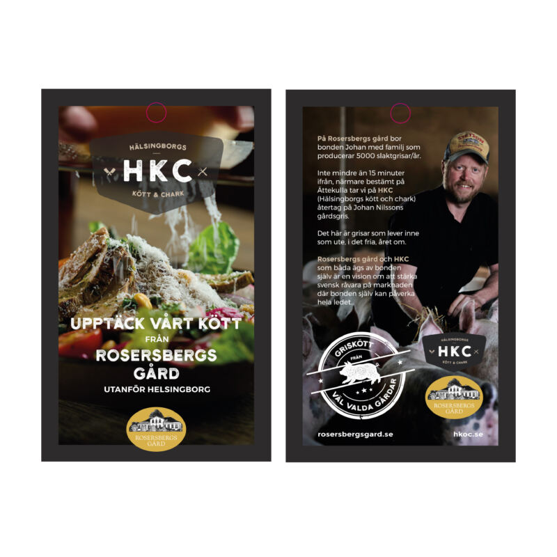Hälsingborgs Kött och Chark. Designat logo, grafisk identitet mm.