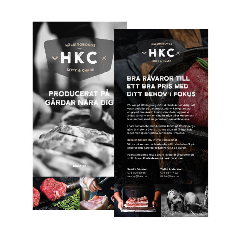 Hälsingborgs Kött och Chark. Designat logo, grafisk identitet mm.