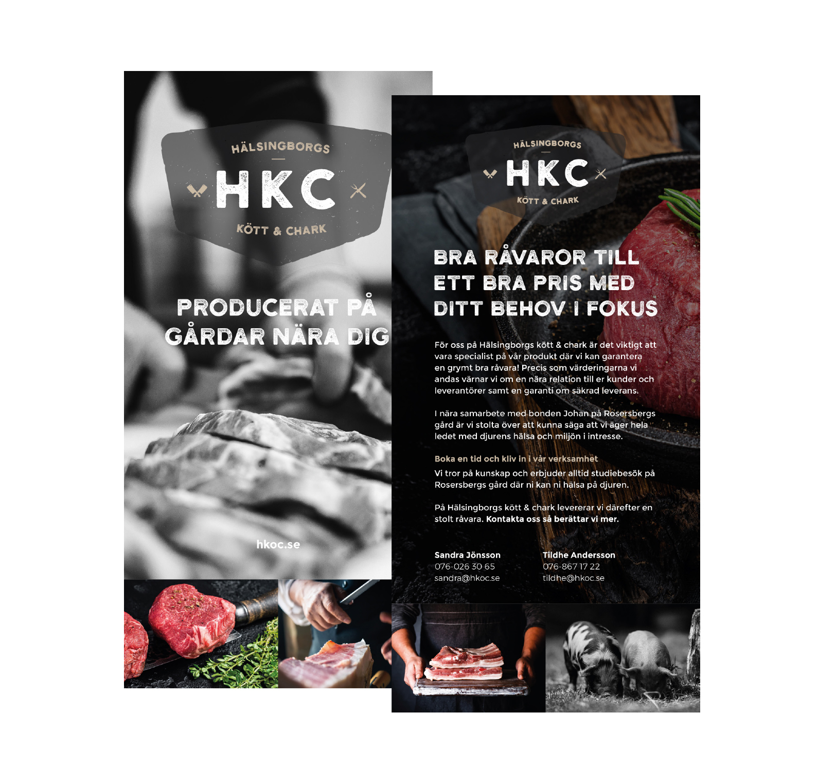 Hälsingborgs Kött och Chark. Designat logo, grafisk identitet mm.