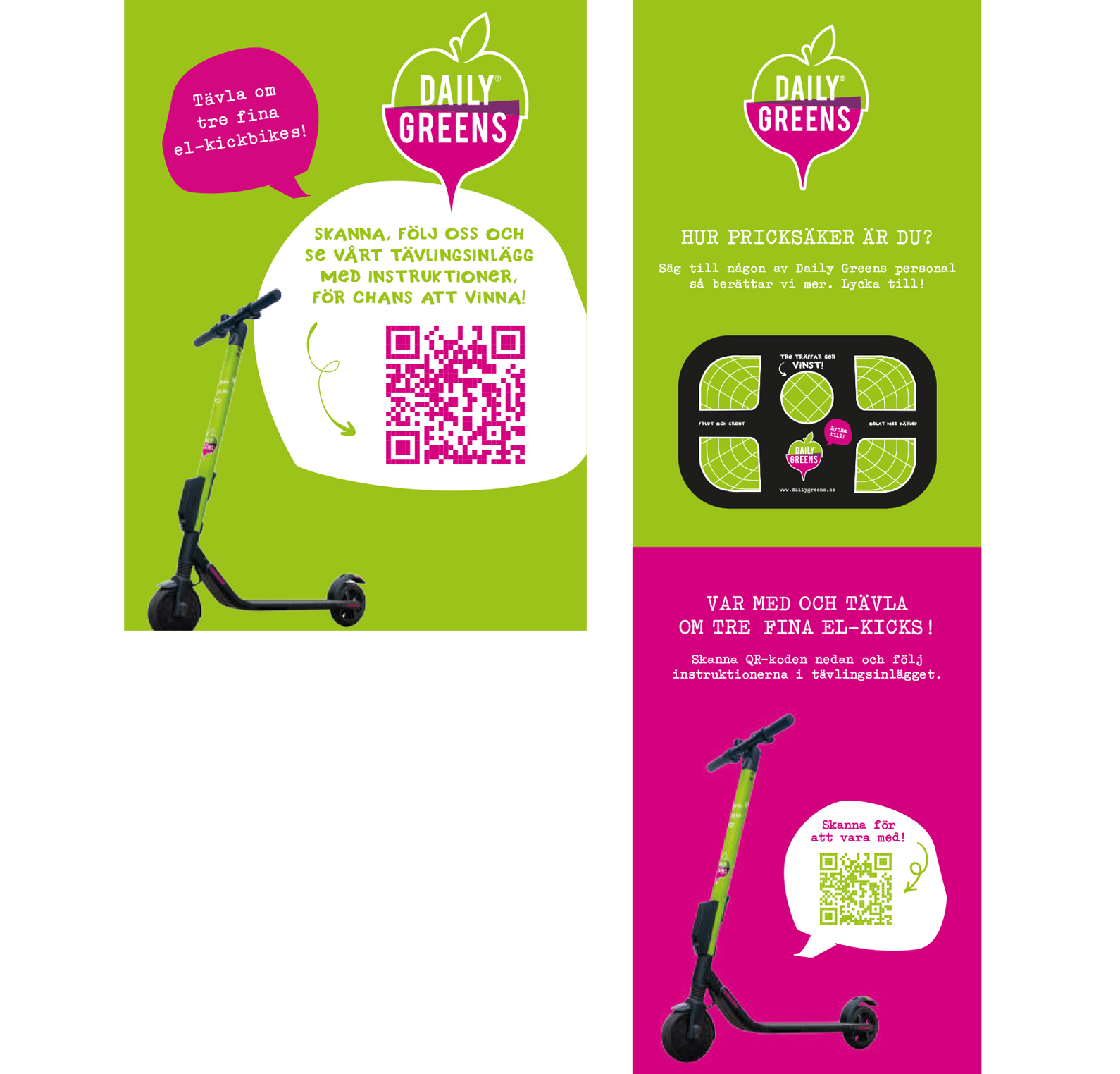 DailyGreens tävling Rix FM Festival. Flyer och rollup.