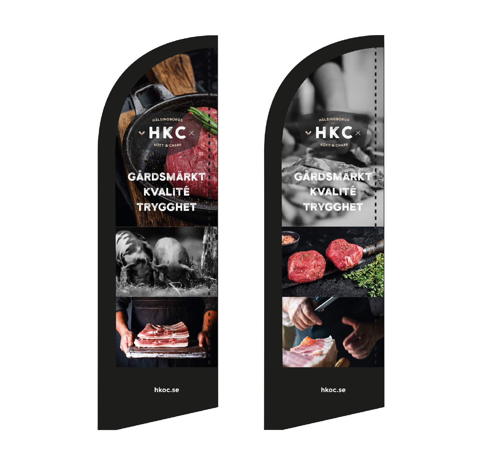 Hälsingborgs Kött och Chark. Designat logo, grafisk identitet mm.