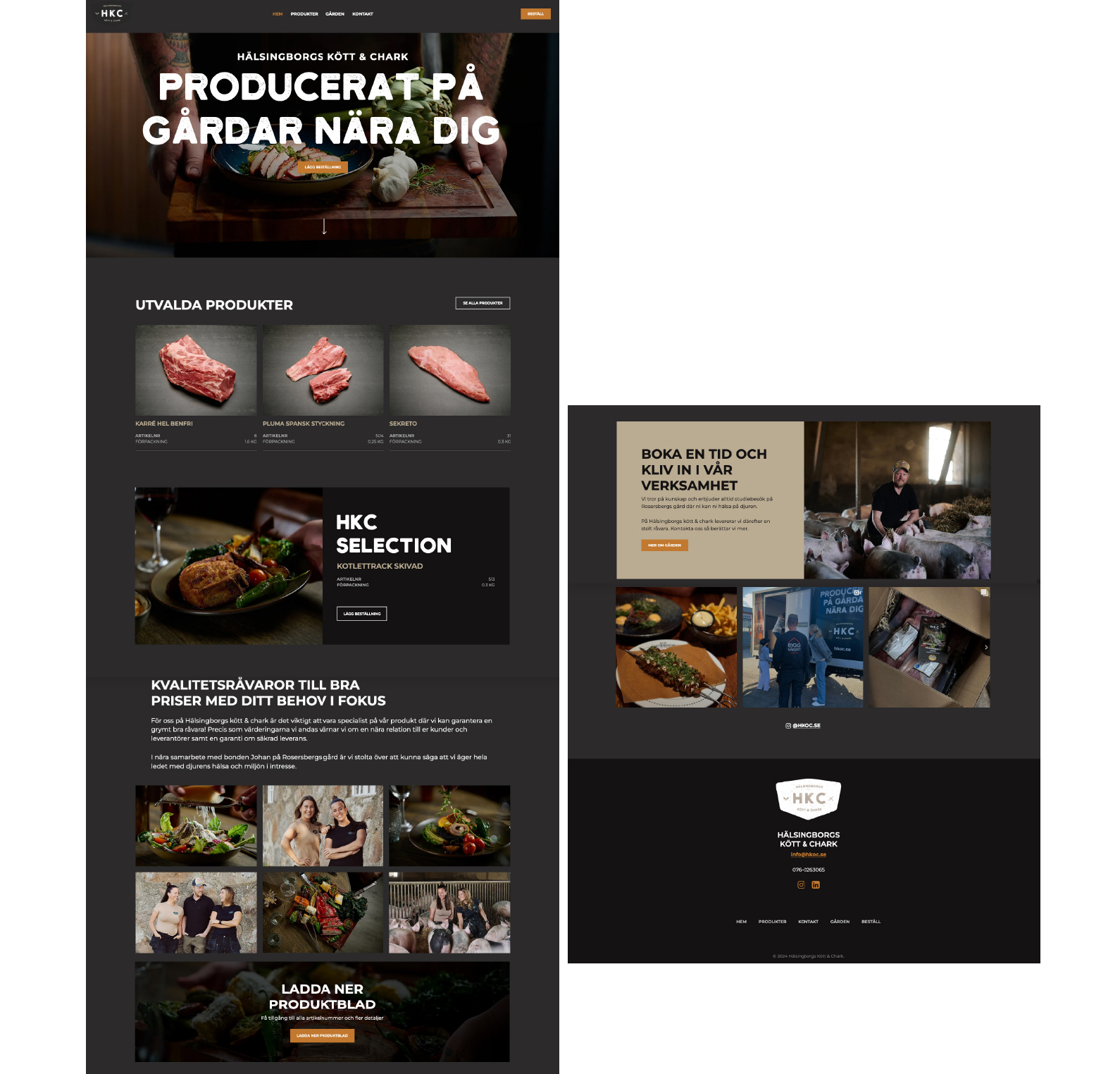 Hälsingborgs Kött och Chark. Designat logo, grafisk identitet mm.
